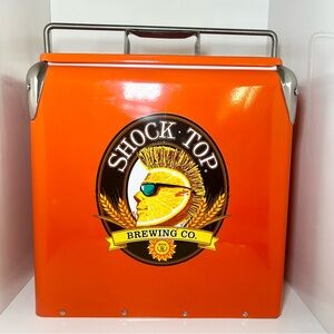 Vintage Metal SHOCK TOP BEER Cooler, Orange With Carrying Handle